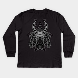 samurai skull head mecha Kids Long Sleeve T-Shirt